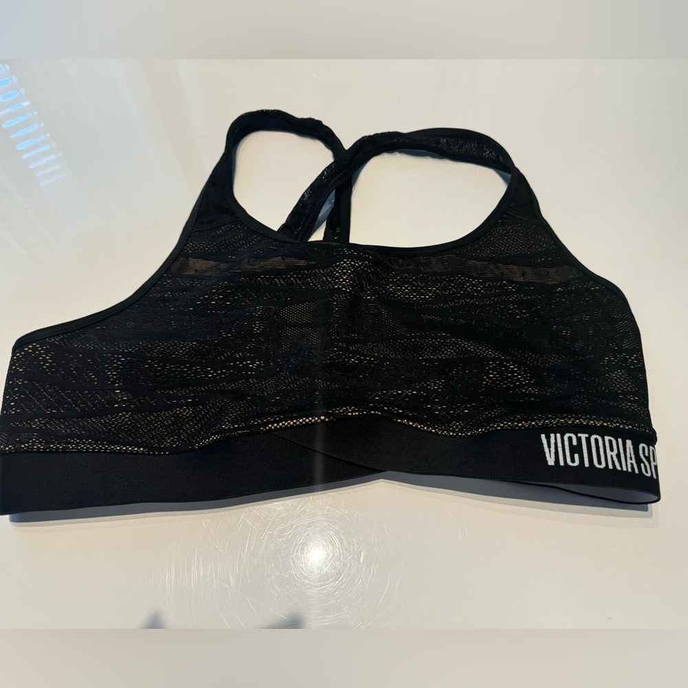 Black/lace Pre-loved Victoria Sport Bra.
